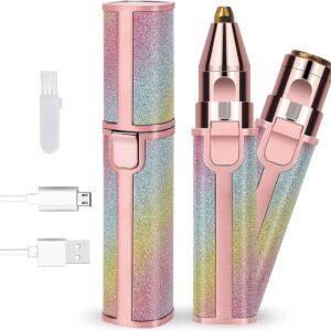 USB Rechargeable LED Facial Hair Remover for Women – Portable Eyebrow & Body Hair Trimmer